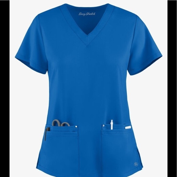 Easy Stretch by Butter Soft Scrub Top Royal Blue NWT M - Picture 1 of 13